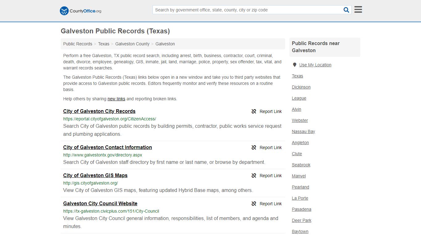 Public Records - Galveston, TX (Business, Criminal, GIS, Property ...